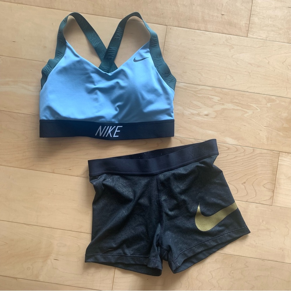 Nike pro sports bra and running spandex bundle